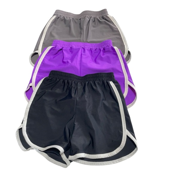 Resinta Girls Athletic Shorts - set of 2 Black, Purple, Gray size 7-10Y - Picture 1 of 6